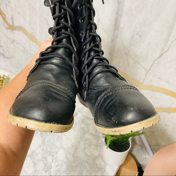 Madden Black Combat Moto Booties with double buckle and laces size 7 - Picture 7 of 11